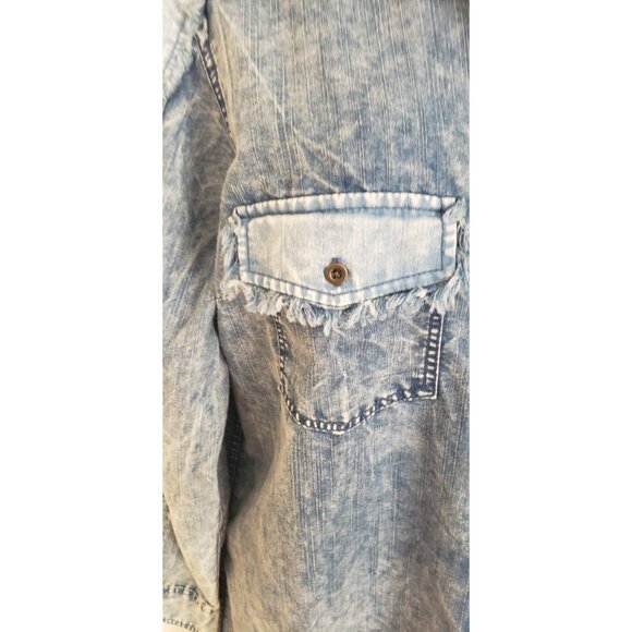 NWT G.KALE DENIM COLOR BUTTON FRONT CLOSURE TUNIC DRESS XLARGE PETITE - Picture 3 of 9